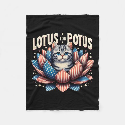Lotus voor Potus US Flag Cat Lovers Kamala Harris Fleece Deken (Voorkant)