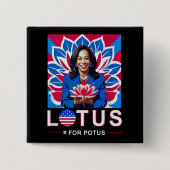 Lotus voor Potus VS Verkiezingen Kamala Harris 202 Vierkante Button 5,1 Cm (Voorkant)