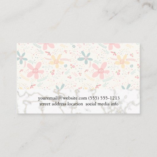 Lotus Vrouw Pictogram | Goudmarmer | Bloemdoedels Visitekaartje (Achterkant)