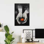 Lotus Wand Kunstprint - Abstracte handen met Poster (Thuiskantoor)
