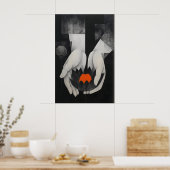 Lotus Wand Kunstprint - Abstracte handen met Poster (Keuken)