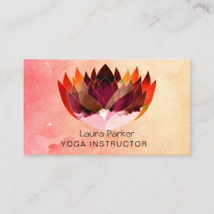 Lotus Water kleur Yoga Docent Holistische Gezondhe Visitekaartje
