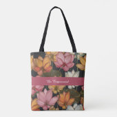 Lotus Water Lilies bloeien op houtskool Zwart Tote Bag (Achterkant)