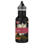 Lotus Water Lilies bloeien op houtskool Zwart Waterfles (Rechts)