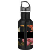 Lotus Water Lilies bloeien op houtskool Zwart Waterfles (Achterkant)