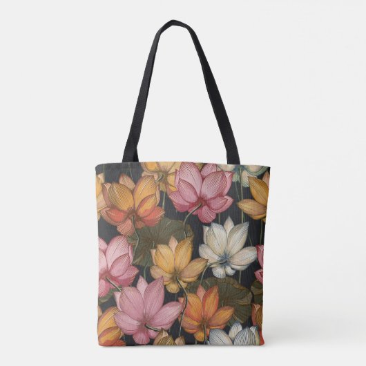 Lotus Water Lilies bloeien op Tas van houtskool (Achterkant)