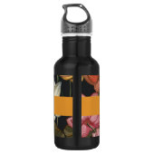 Lotus Water Lilies bloeien op zwarte houtskool Waterfles (Achterkant)