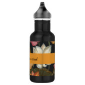 Lotus Water Lilies bloeien op zwarte houtskool Waterfles (Rechts)