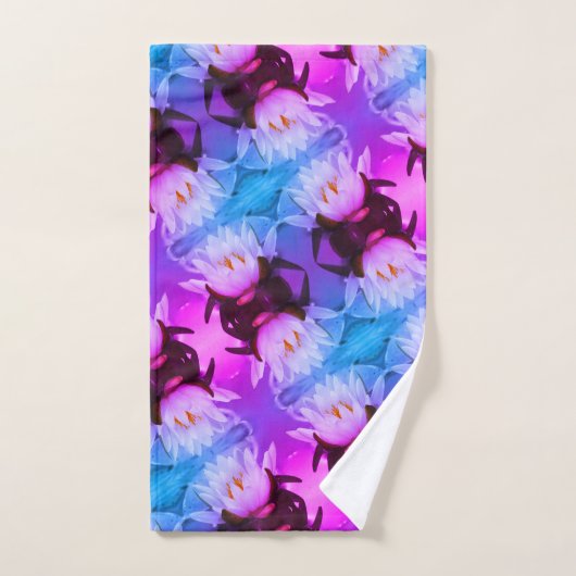 Lotus Water Lily Flower Abstract Art Patroon Bad Handdoek (Handdoek)