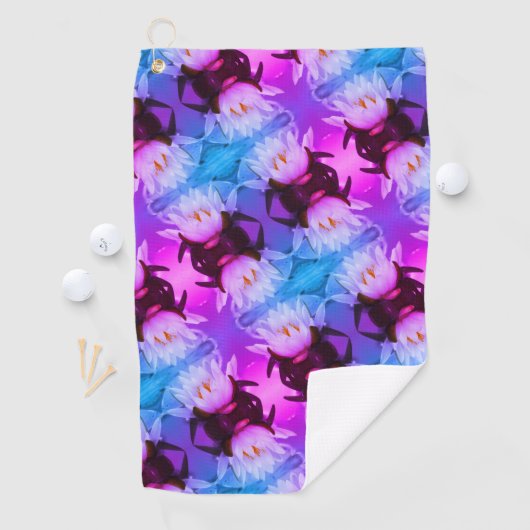 Lotus Water Lily Flower Abstract Art Patroon Golfhanddoek (Insitu)