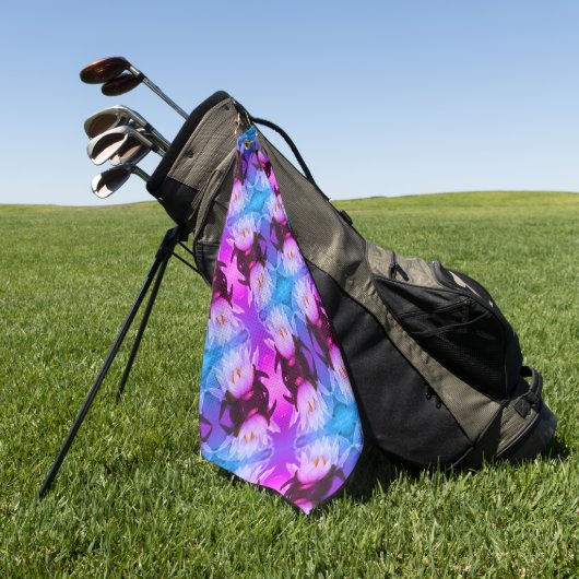 Lotus Water Lily Flower Abstract Art Patroon Golfhanddoek (Groen)
