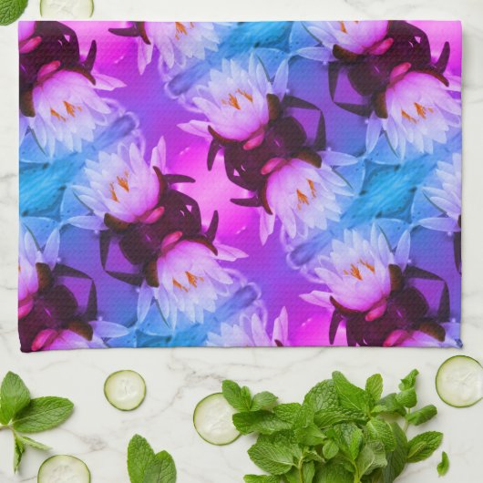 Lotus Water Lily Flower Abstract Art Patroon Theedoek (Gevouwen)