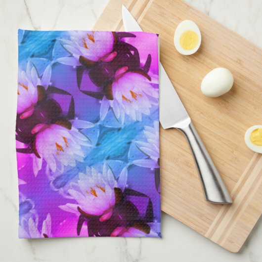 Lotus Water Lily Flower Abstract Art Patroon Theedoek (Quarter Fold)