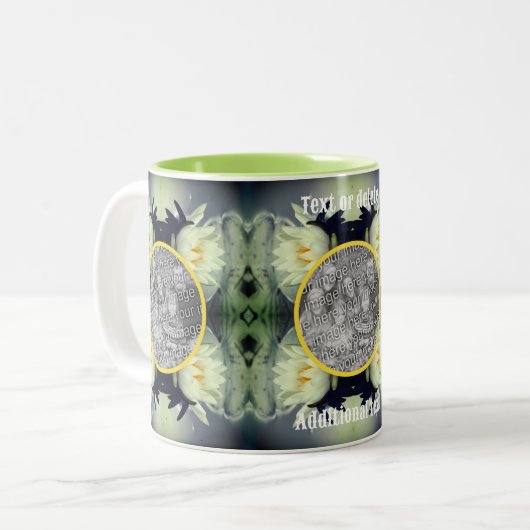 Lotus Water Lily Flower Creëer Uw eigen foto Tweekleurige Koffiemok (Voorkant links)