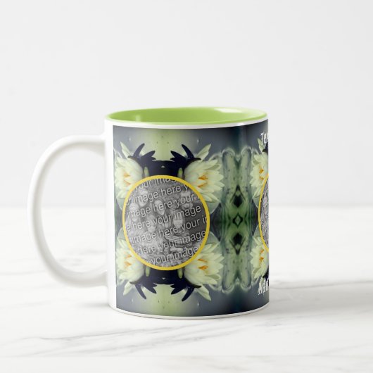 Lotus Water Lily Flower Creëer Uw eigen foto Tweekleurige Koffiemok (Links)