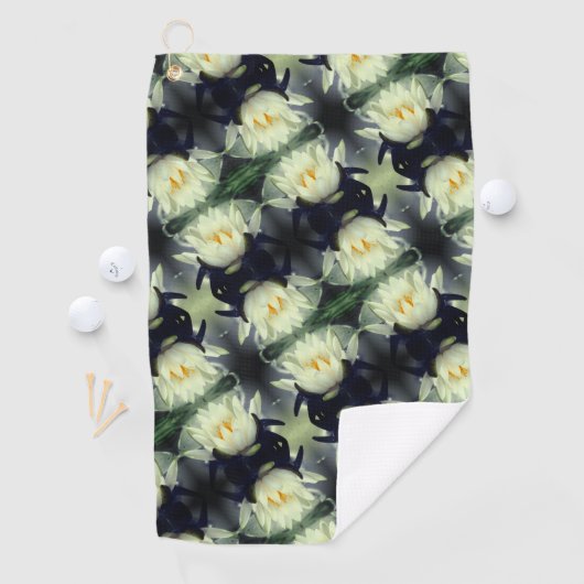 Lotus Water Lily Flower Pattern Golfhanddoek (Insitu)