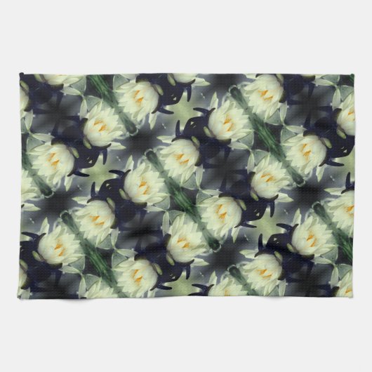 Lotus Water Lily Flower Pattern Theedoek (Horizontaal)