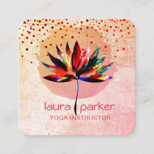Lotus Watercolour Regenboog Yoga Massage Therapeut Vierkante Visitekaartje
