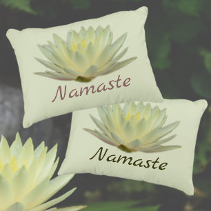 Lotus Waterlelie Geel Groen Bloemen Namaste Accent Kussen