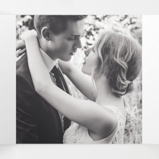 Lotus waterlelie roze bloemen waterverf bruiloft drieluik programma (Binnenkant midden)