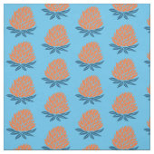 Lotus Waterlily Oranje Blue Pattern Stof (Swatch)