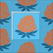 Lotus Waterlily Oranje Blue Pattern Stof (Delen)