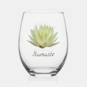 Lotus Waterlily Pastel Geel Groen Bloemen Wijnglas Zonder Voet (Voorkant)