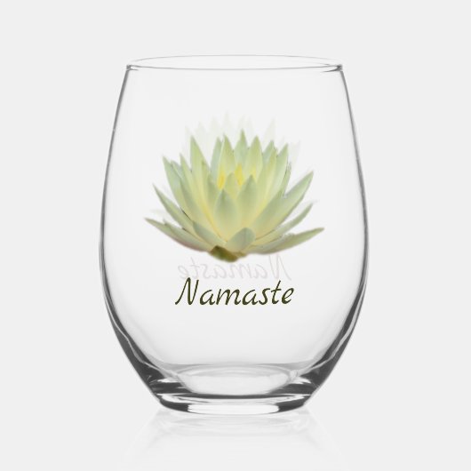 Lotus Waterlily Pastel Geel Groen Bloemen Wijnglas Zonder Voet (Voorkant)