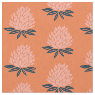 Lotus Waterlily Pink Blue oranje Pattern Stof