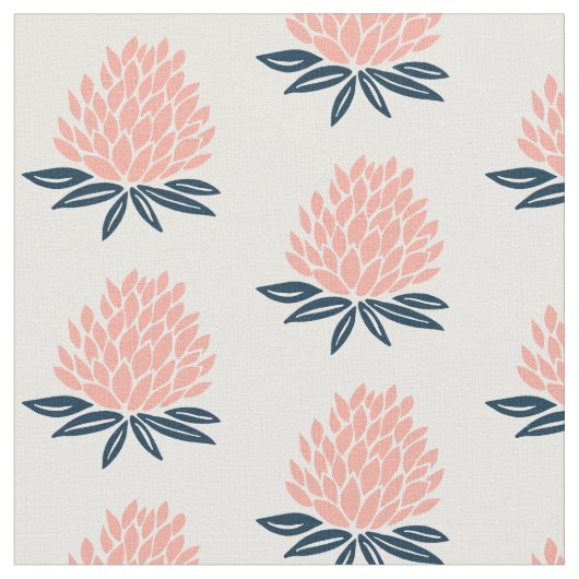 Lotus Waterlily Pink Blue Pattern Stof (Close Up)