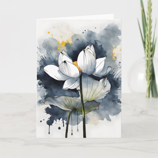Lotus - Waterverf bloemen Kaart (Voorkant)