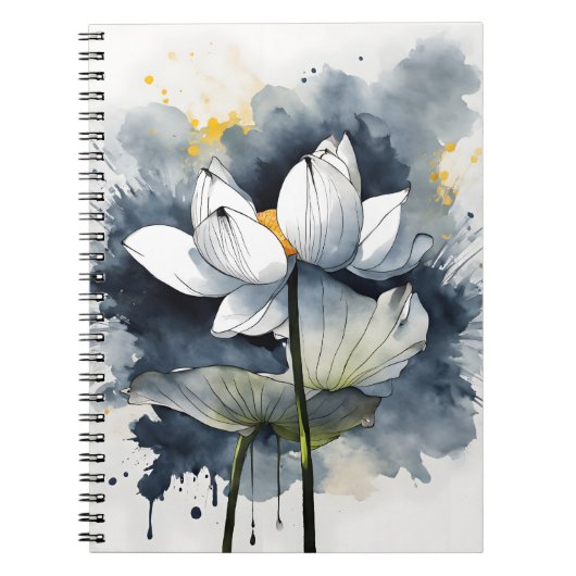 Lotus - Waterverf bloemen Notitieboek (Voorkant)