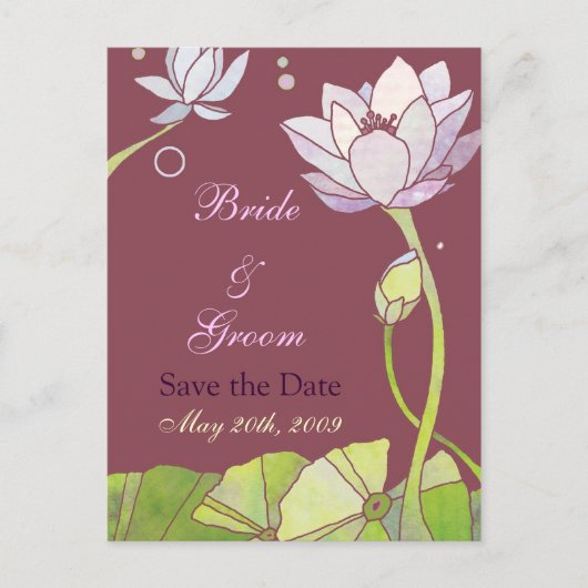 Lotus Wedding Save the Date Briefkaarten (Voorkant)