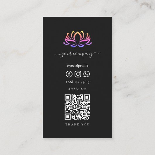 Lotus Wellness Spa Therapisten Cosmetologen QR Visitekaartje (Achterkant)