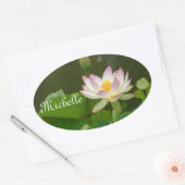 Lotus - Wit/Roze gedigitaliseerde foto Ovale Sticker (Envelop)
