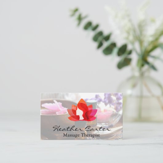 Lotus Woman-pictogram | goudmarmer | spa-oliën-zou Visitekaartje (Staand voorkant)