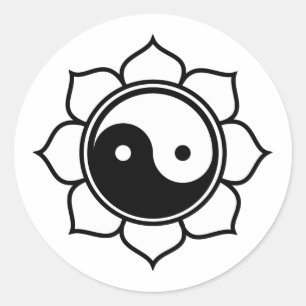 Lotus Yin Yang Ronde Sticker