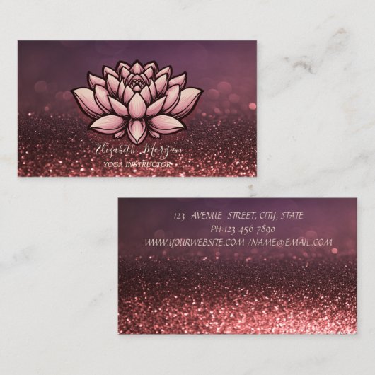 Lotus Yoga Instructeur Bourgondië Bokeh Visitekaartje (Voorkant / Achterkant)