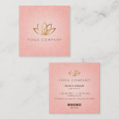 Lotus Yoga Instructor Pink Square Visitekaartje (Voorkant / Achterkant)