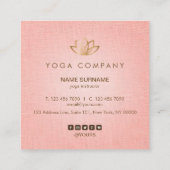 Lotus Yoga Instructor Pink Square Visitekaartje (Achterkant)