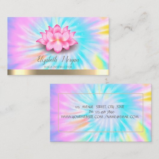 Lotus Yoga Instructor Tie Dye Visitekaartje (Voorkant / Achterkant)
