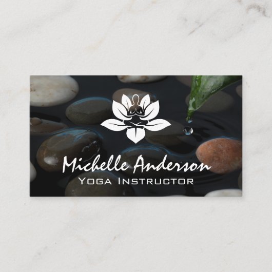 Lotus Yoga Logo | Stenen in Vijver Visitekaartje (Voorkant)