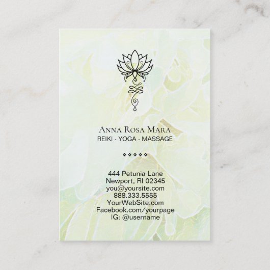 *~* Lotus Yoga Nirvana Sacred Geometry Peony Visitekaartje (Achterkant)