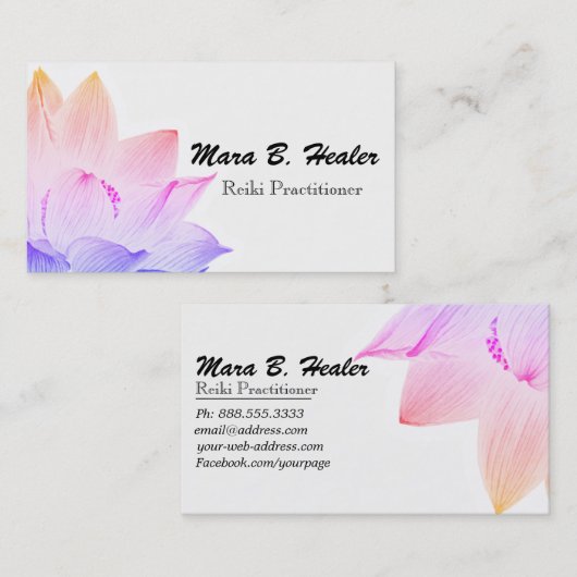 *~* Lotus Yoga Reiki Energy Healer Light Fled Visitekaartje (Voorkant / Achterkant)