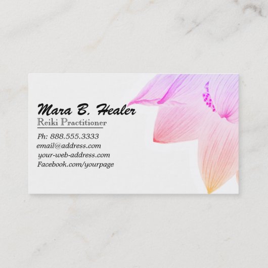 *~* Lotus Yoga Reiki Energy Healer Light Fled Visitekaartje (Achterkant)