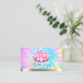 Lotus yogadocent tie-dye visitekaartje (Staand voorkant)