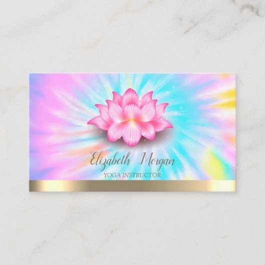 Lotus yogadocent tie-dye visitekaartje (Voorkant)