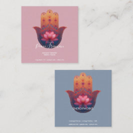 Lotus Zegen | Hamsa Hand Vierkante Visitekaartje
