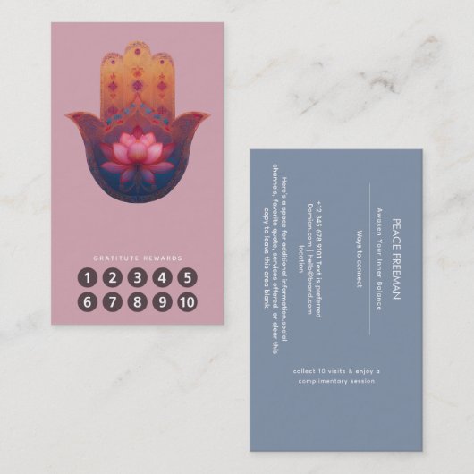 Lotus Zegen | Hamsa Hand Visitekaartje (Voorkant / Achterkant)