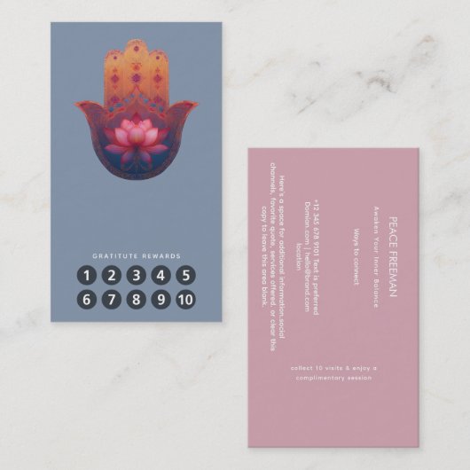 Lotus Zegen | Hamsa Hand Visitekaartje (Voorkant / Achterkant)